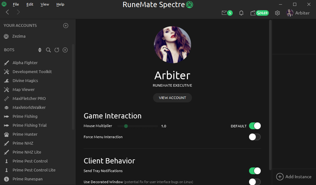 RuneMate Account Settings