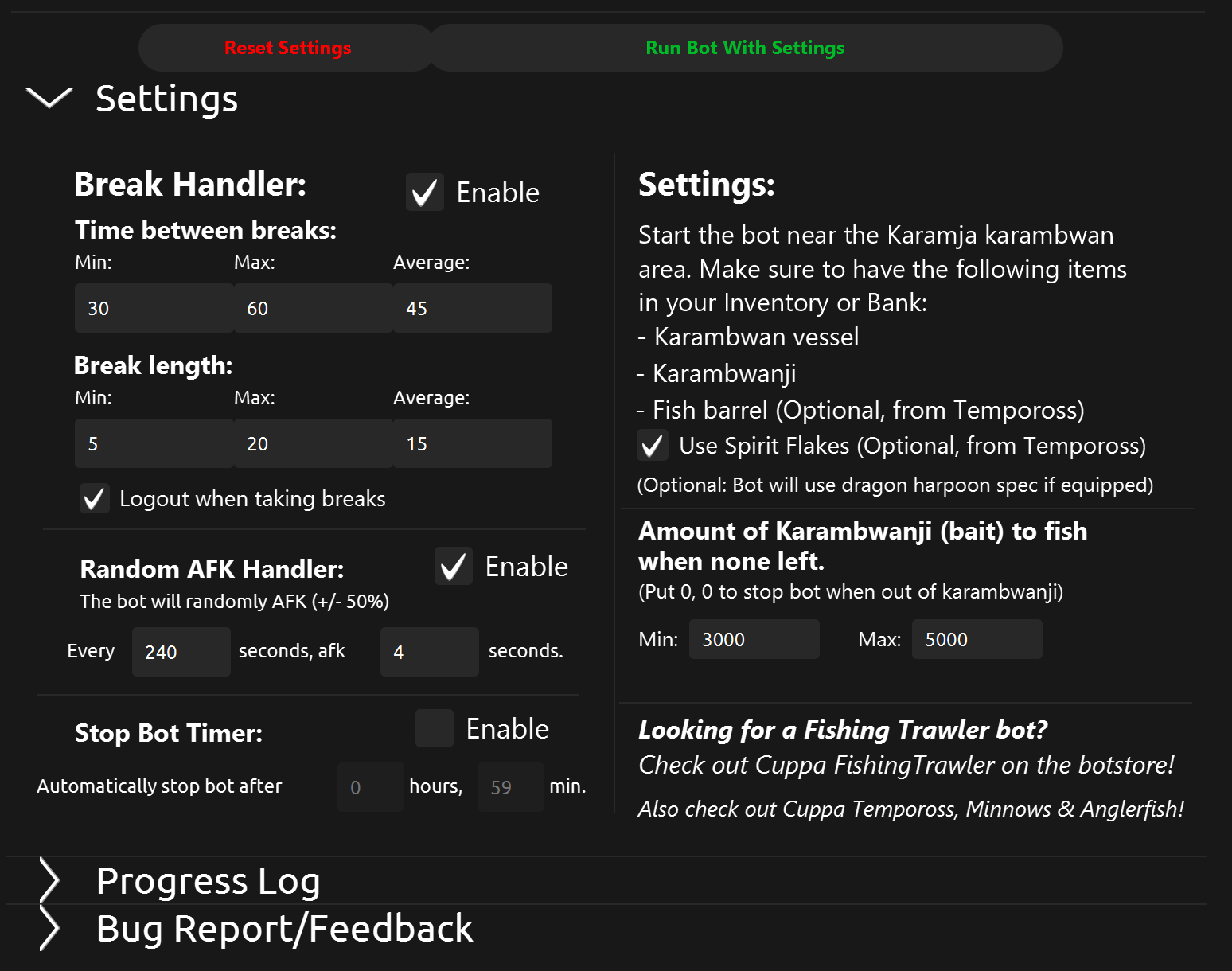 Cuppa Karambwans - Bot Store - RuneMate