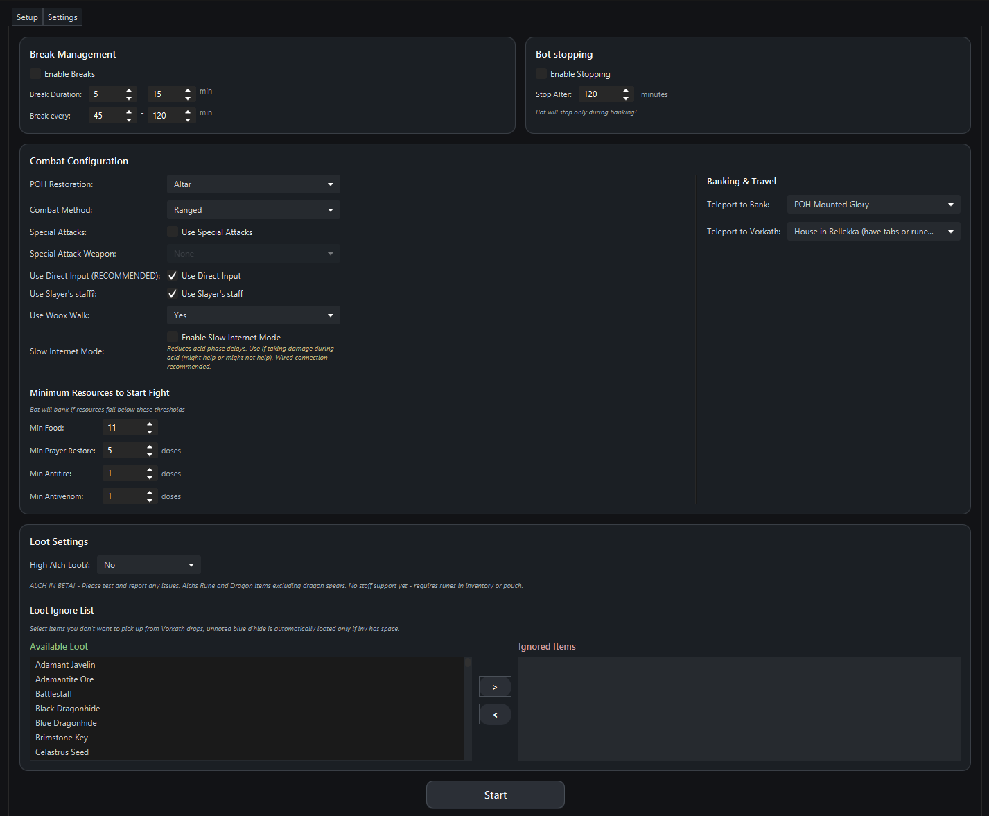 Butler vs vorkath Equipment