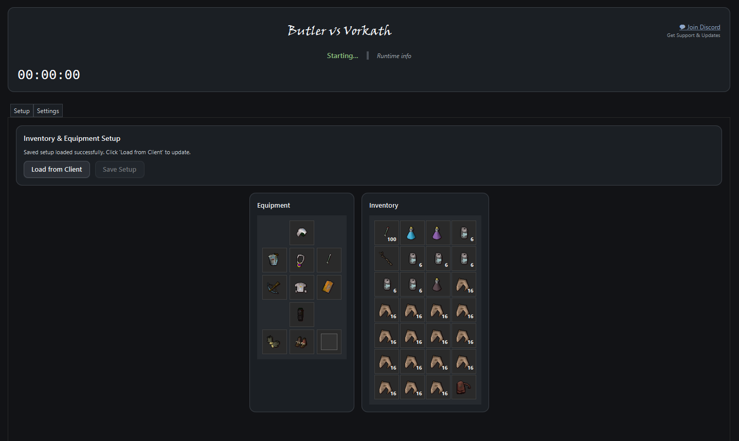 Butler vs Vorkath Settings