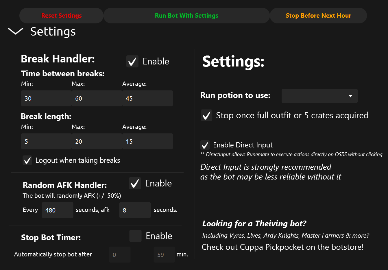Cuppa Rogues Den - Bot Store - RuneMate
